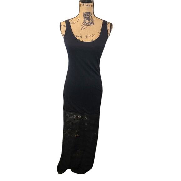 Small Victoria's Secret Black Maxi Tank Dress With Sheer Striped Skirt - Picture 3 of 6